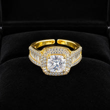 Royal Cushion-Cut CZ Gold Statement Adjustable Ring
