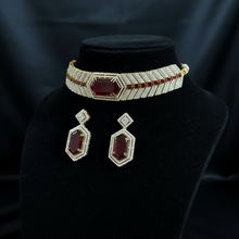 Ruby Royale Geometric Choker Set