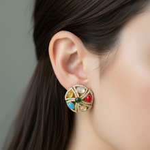 Navya Navratna Statement Stud Earrings