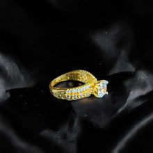 Golden Halo Solitaire CZ Statement Ring (Adjustable)