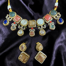 Rajsi Pastel Mosaic Statement Necklace Set