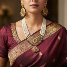 Regal Jadau and Pearl Temple Necklace Set