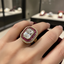 Ruby Halo Crystal Luxe Ring