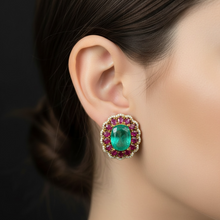 Rajsi Emerald Ruby Statement Stud Earrings