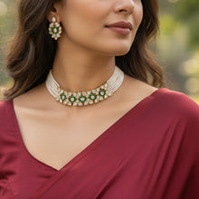 Emerald and Kundan pearl choker set