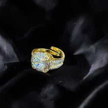 Royal Cushion-Cut CZ Gold Statement Adjustable Ring