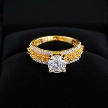 Golden Halo Solitaire CZ Statement Ring (Adjustable)