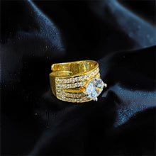 Royal Round-Cut CZ Gold Statement Adjustable Ring