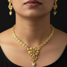 Floral Antique Golden Set with Maang Tikka