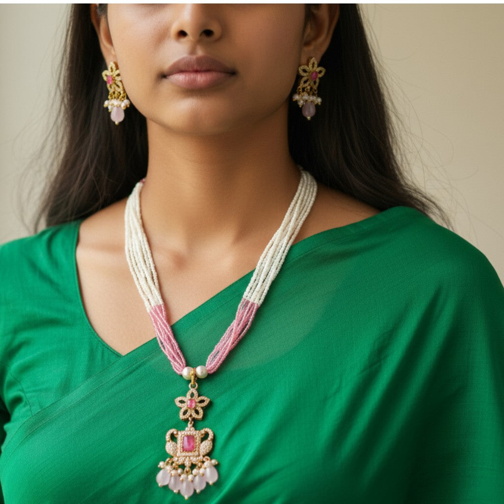 Blush Blossom Beaded Necklace Set