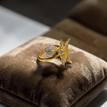 Golden Blossom Zircon Ring