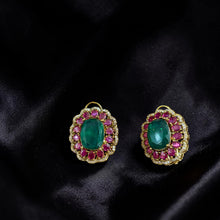 Rajsi Emerald Ruby Statement Stud Earrings