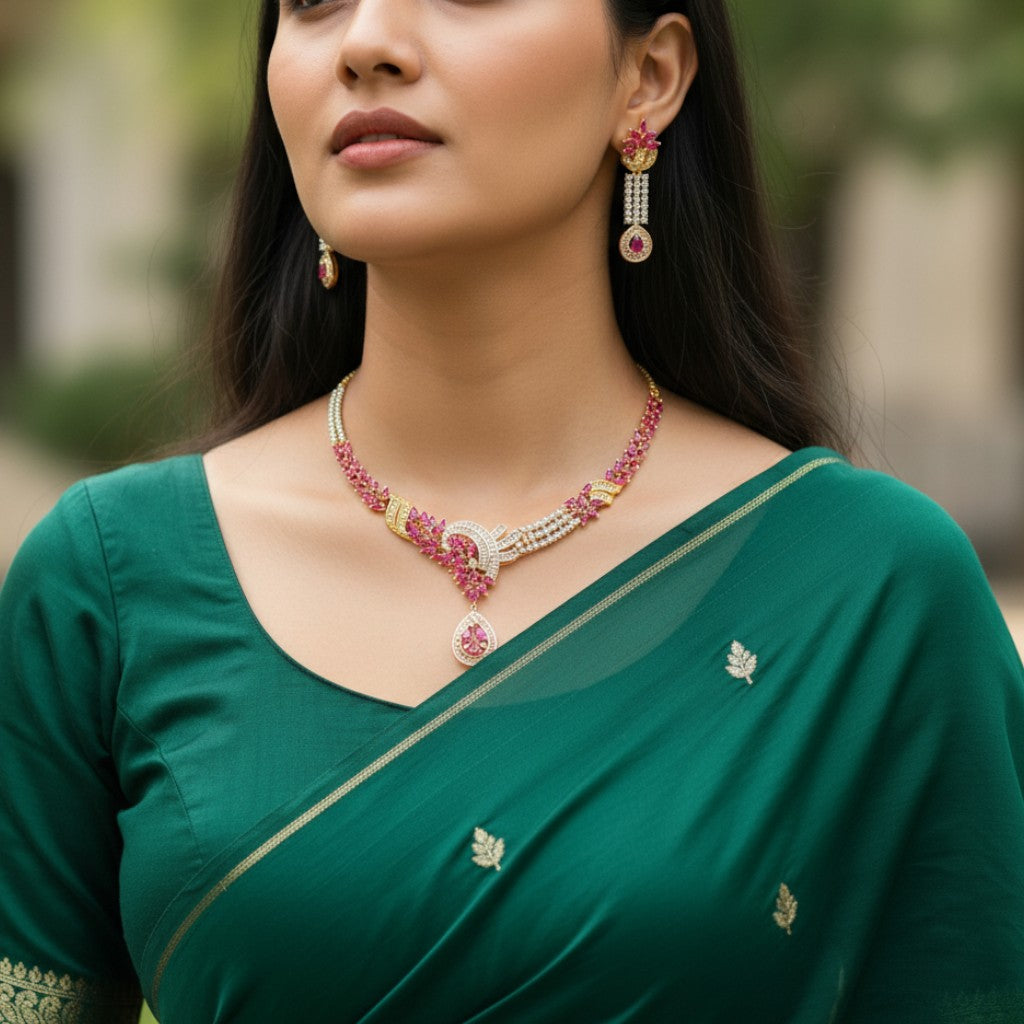 Royal Ruby Cascade Necklace Set