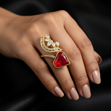 Crimson Cascade Statement Ring