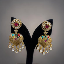 Rajsi Navratna Heart Chand Earrings