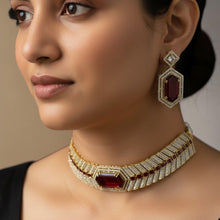 Ruby Royale Geometric Choker Set