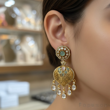 Rajsi Navratna Heart Chand Earrings