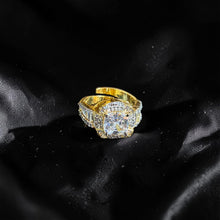 Royal Cushion-Cut CZ Gold Statement Adjustable Ring