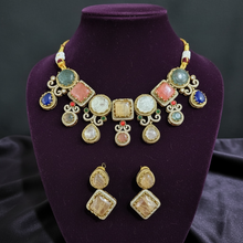 Rajsi Pastel Mosaic Statement Necklace Set