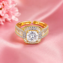 Royal Cushion-Cut CZ Gold Statement Adjustable Ring
