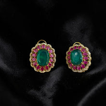 Rajsi Emerald Ruby Statement Stud Earrings