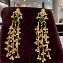 Emerald Ghunghroo Cascade Earrings