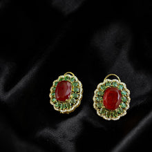 Rajsi Emerald Ruby Statement Stud Earrings