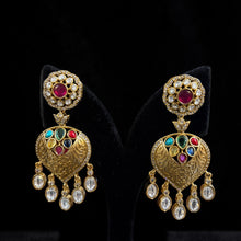 Rajsi Navratna Heart Chand Earrings