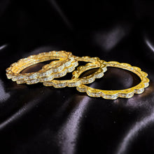 Regal Scallop Crystal Bangles (4 Bangles)