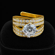 Royal Round-Cut CZ Gold Statement Adjustable Ring