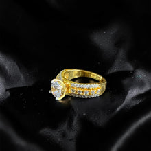 Golden Halo Solitaire CZ Statement Ring (Adjustable)