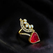 Crimson Cascade Statement Ring