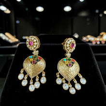 Rajsi Navratna Heart Chand Earrings