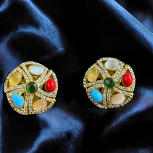Navya Navratna Statement Stud Earrings