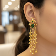 Emerald Ghunghroo Cascade Earrings