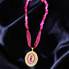 Ruby Halo Pendant Set