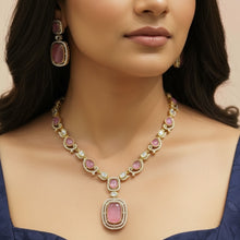 Gulnaar Rosé Kundan Pendant Set