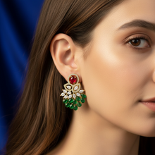 Emerald Blossom Statement Stud Earrings