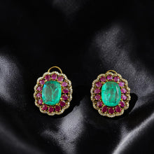 Rajsi Emerald Ruby Statement Stud Earrings