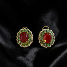 Rajsi Emerald Ruby Statement Stud Earrings