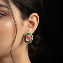 Rajsi Emerald Ruby Statement Stud Earrings