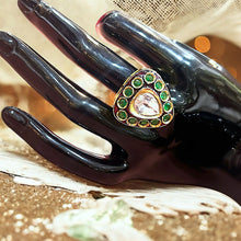Exquisite Kundan & Emerald Statement Ring