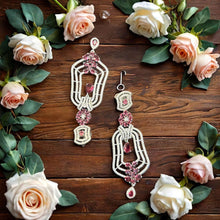 Elegant Pink & Artificial Silver Geometric Earrings