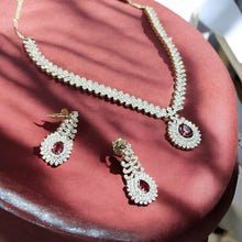 American Diamond and Ruby Necklace Set