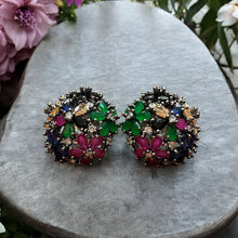 Multicolor Floral Gemstone Earrings