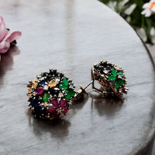 Multicolor Floral Gemstone Earrings
