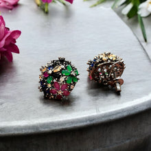 Multicolor Floral Gemstone Earrings