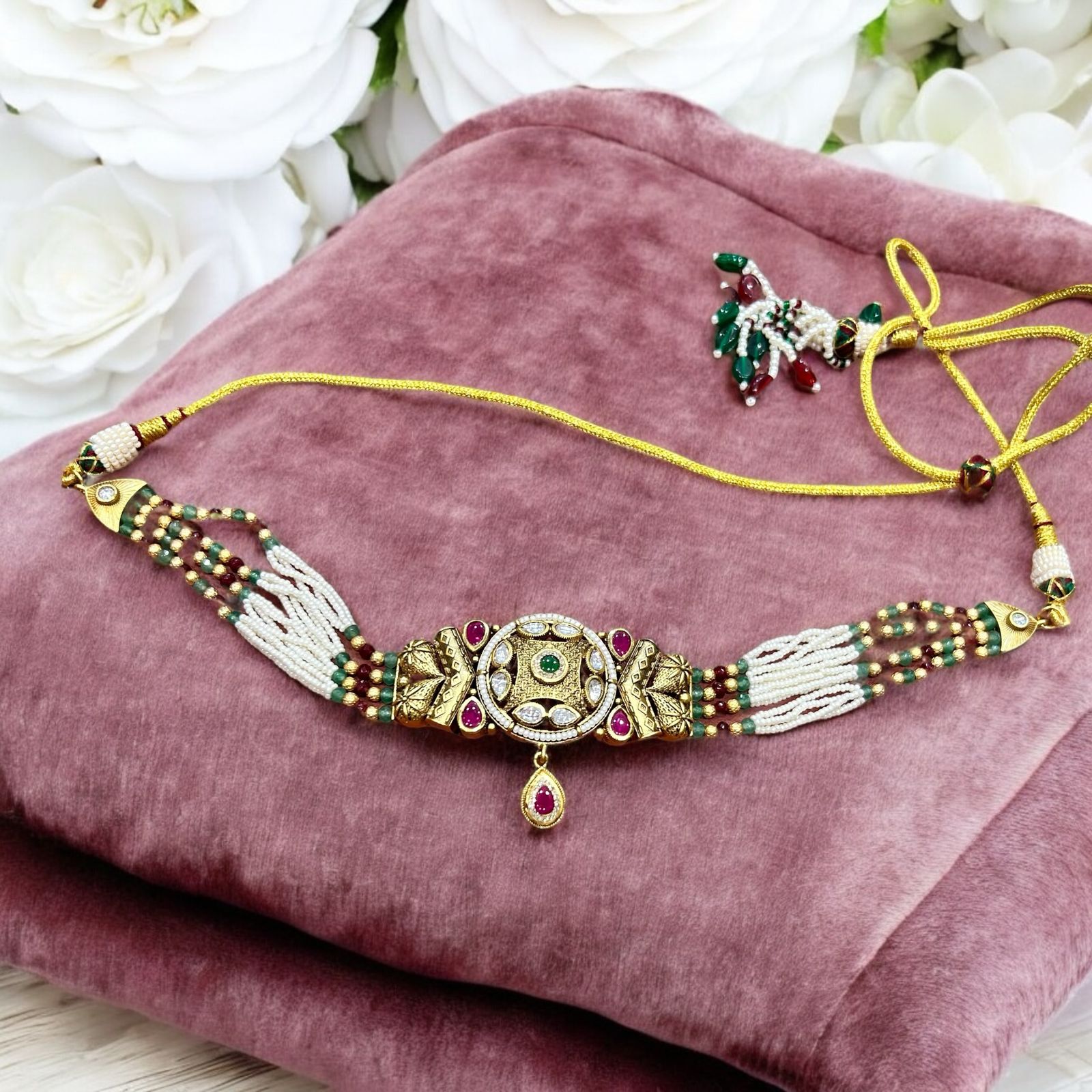 Maharani Pearl Kundan Gold Plated Set