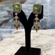 Royal Green Crystal Dangle Earrings