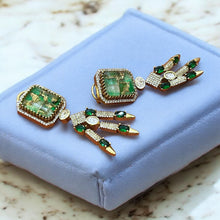 Royal Green Crystal Dangle Earrings